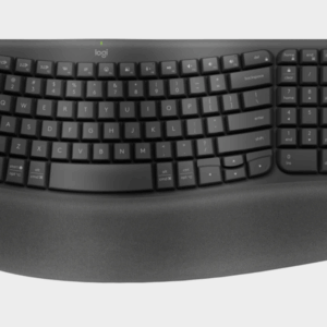 Logitech Wave Keys Wireless Ergonomic Keyboard with Cushioned Palm Rest, Comfortable Natural Typing, Graphite
