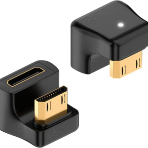 Duttek 180 Degree Mini HDMI Adapter [8K@60Hz Video, 4K@144Hz, 48Gbps] Up Angle Mini HDMI Male to Female Adapter for Camera, Camcorder (2 Pack)