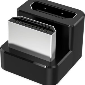 AGVEE 2 Pack (Short Side Inward) 180 Degree Angled HDMI Male to HDMI Female Adapter, U-Shaped 8K@60HZ Converter Coupler Connector Extender for Portable Display Monitor Accessories, Black